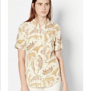 Equipment Cream Leopard Print Blouse